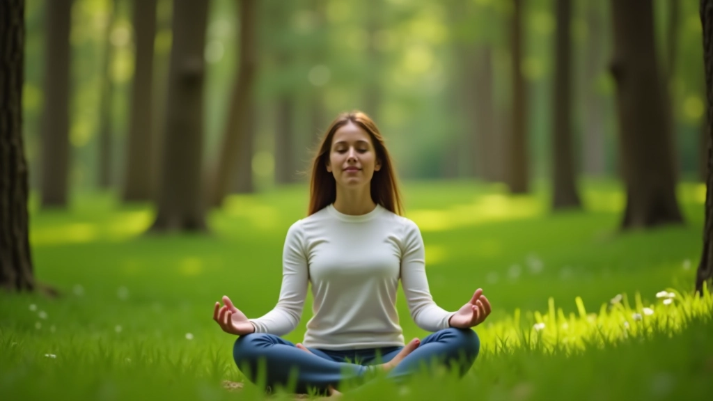 Pessoa em momento de mindfulness durante o dia, em ambiente do trabalho ou quotidiano