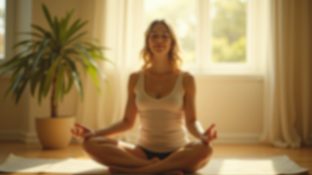 Mulher praticando meditação em ambiente tranquilo e sereno com luz natural